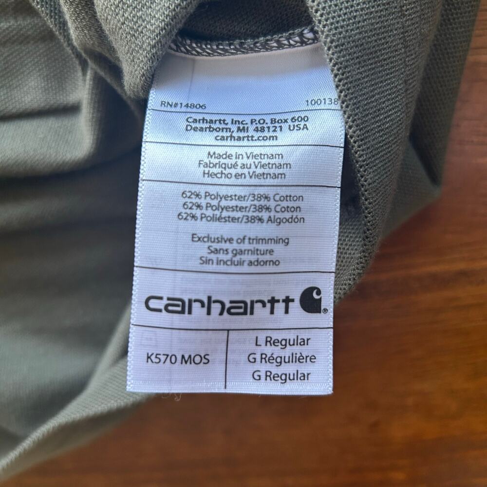Carhartt men’s hunter Green casual minimalist polo shirt size large  - Picture 5 of 7